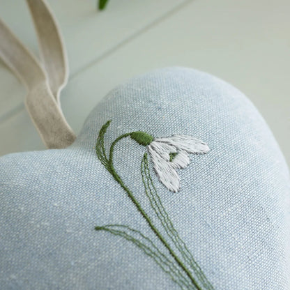 Snowdrop Embroidered Heart Gift