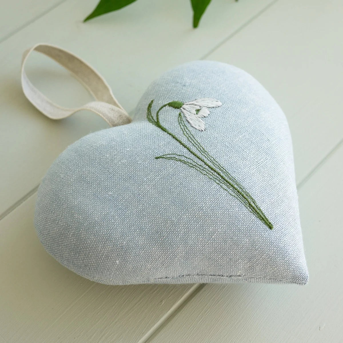 Snowdrop Embroidered Heart Gift