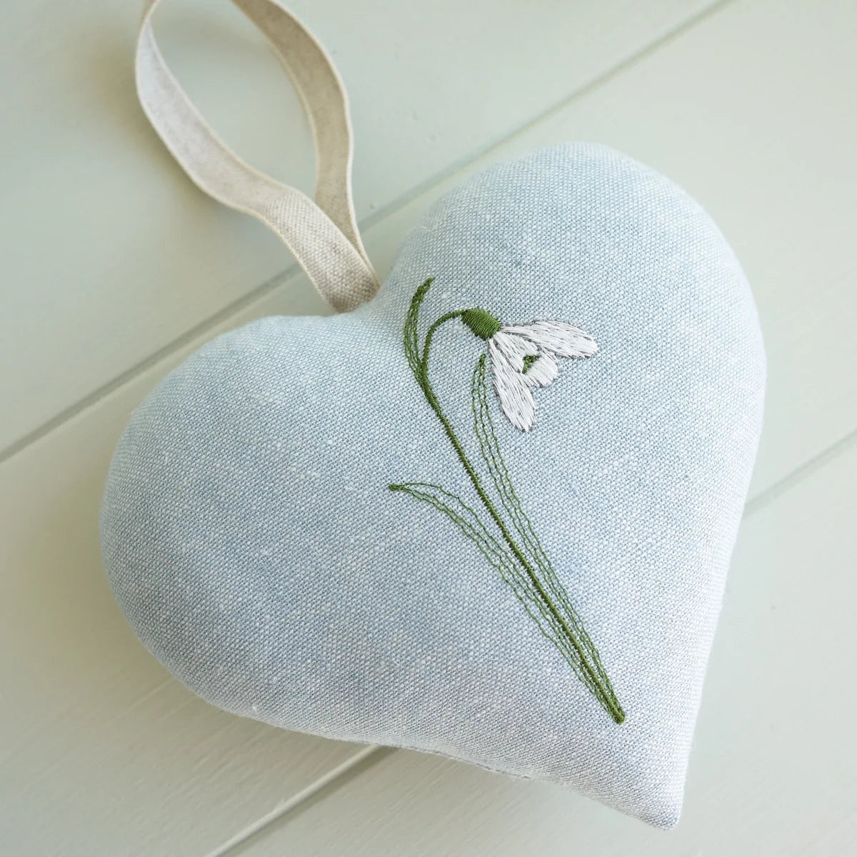 Snowdrop Embroidered Heart Gift