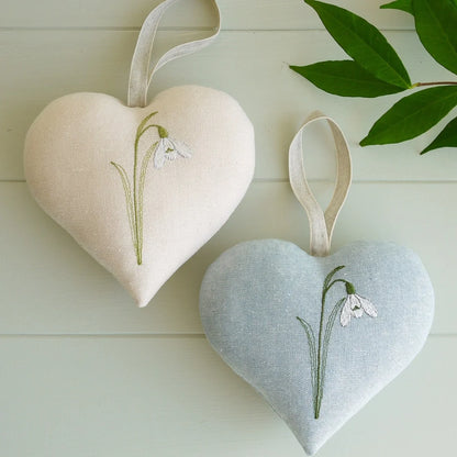 Snowdrop Embroidered Heart Gift