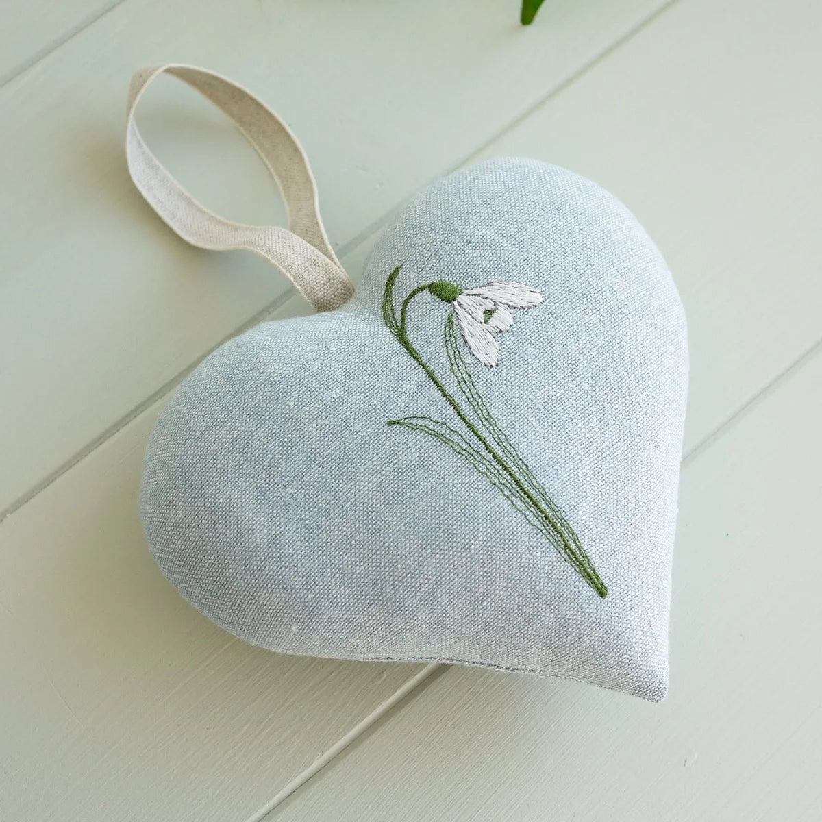 Snowdrop Embroidered Heart Gift
