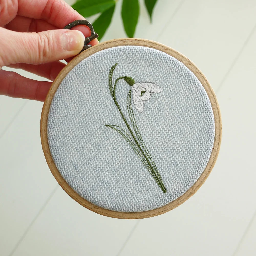 Snowdrop Embroidered Hoop Decoration