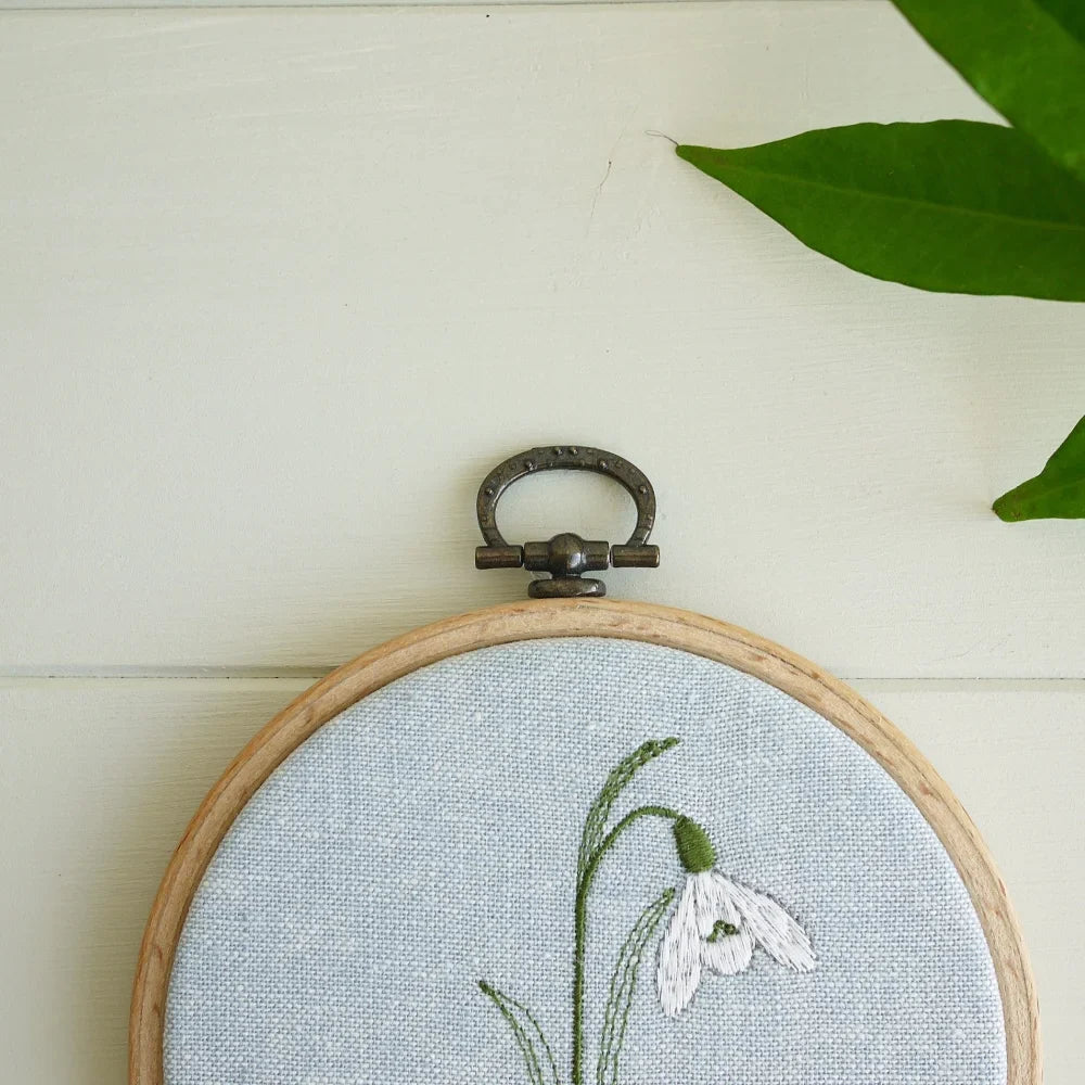 Snowdrop Embroidered Hoop Decoration