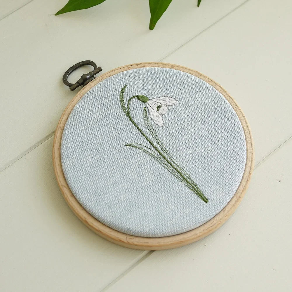 Snowdrop Embroidered Hoop Decoration