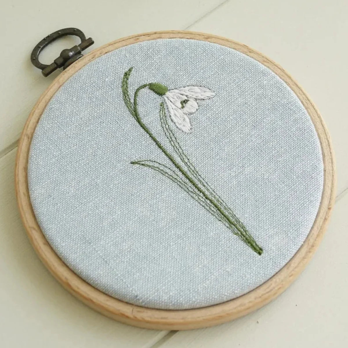 Snowdrop Embroidered Hoop Decoration