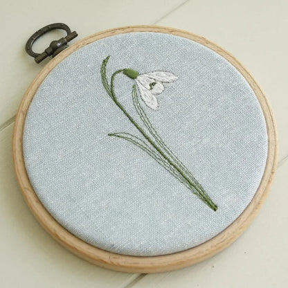 Snowdrop Embroidered Hoop Decoration
