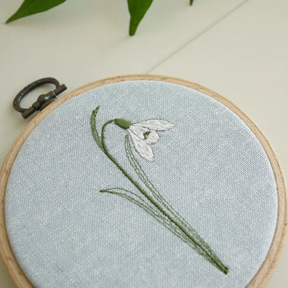 Snowdrop Embroidered Hoop Decoration