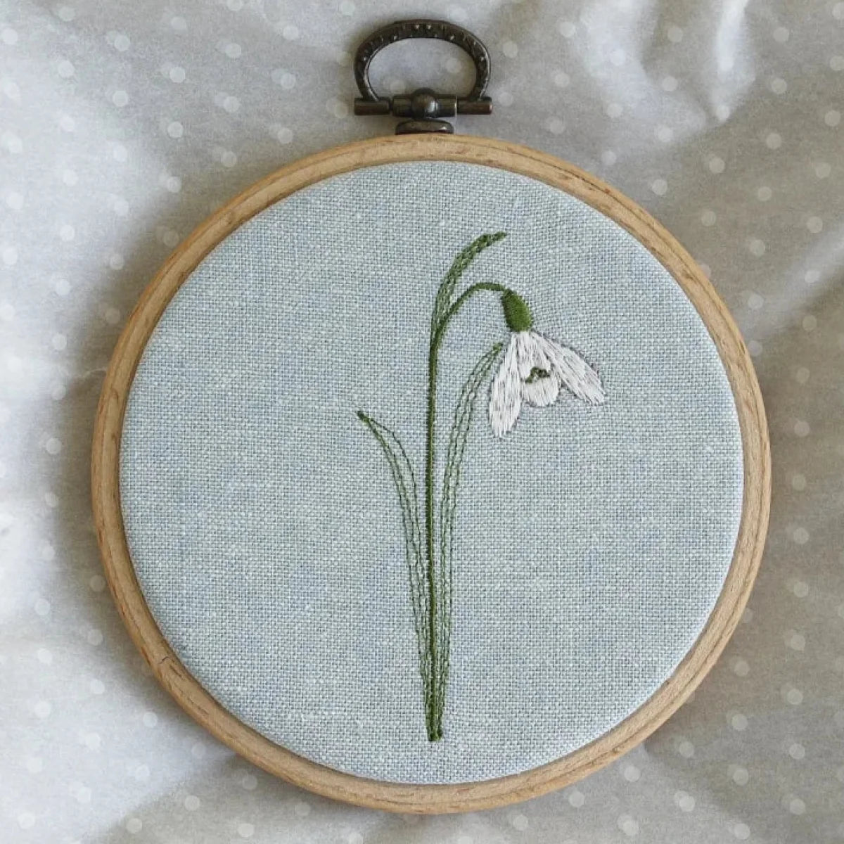 Snowdrop Embroidered Hoop Decoration