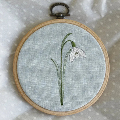 Snowdrop Embroidered Hoop Decoration