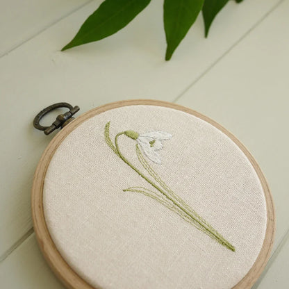 Snowdrop Flower Themed Embroidered Hoop