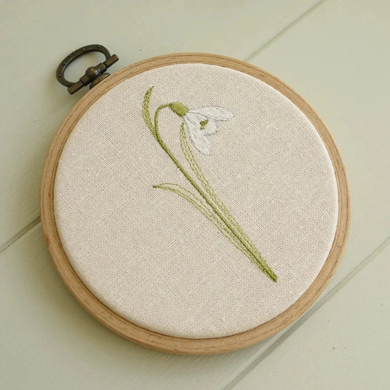 Snowdrop Flower Themed Embroidered Hoop