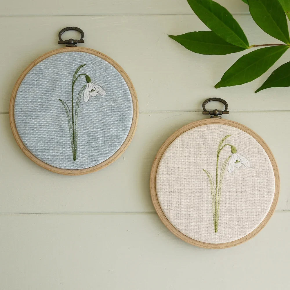 Snowdrop Flower Themed Embroidered Hoop