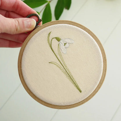 Snowdrop Flower Themed Embroidered Hoop