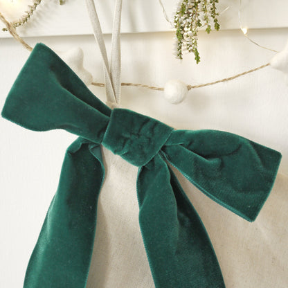 Velvet Ribbon Christmas Stocking - embroidered with name