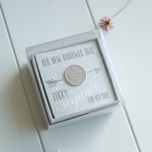 Wedding day Sixpence for her shoe - in gift box
