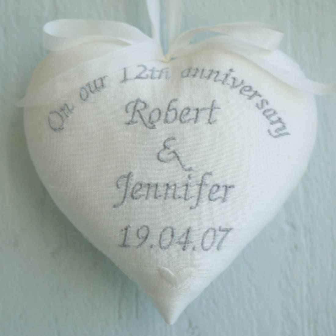 12th Anniversary Silk Gift Heart and Star