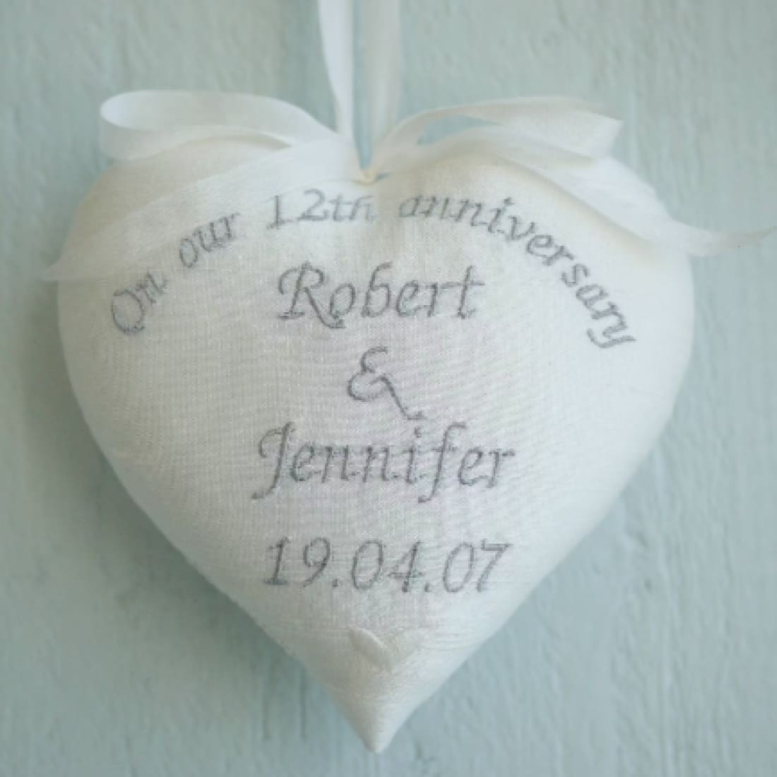 12th Anniversary Gift Heart with Porcelain Coaster 12th Silk Anniversary Gifts