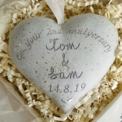 2nd Anniversary Personalised Heart and Coaster 2nd Cotton Anniversary Gifts