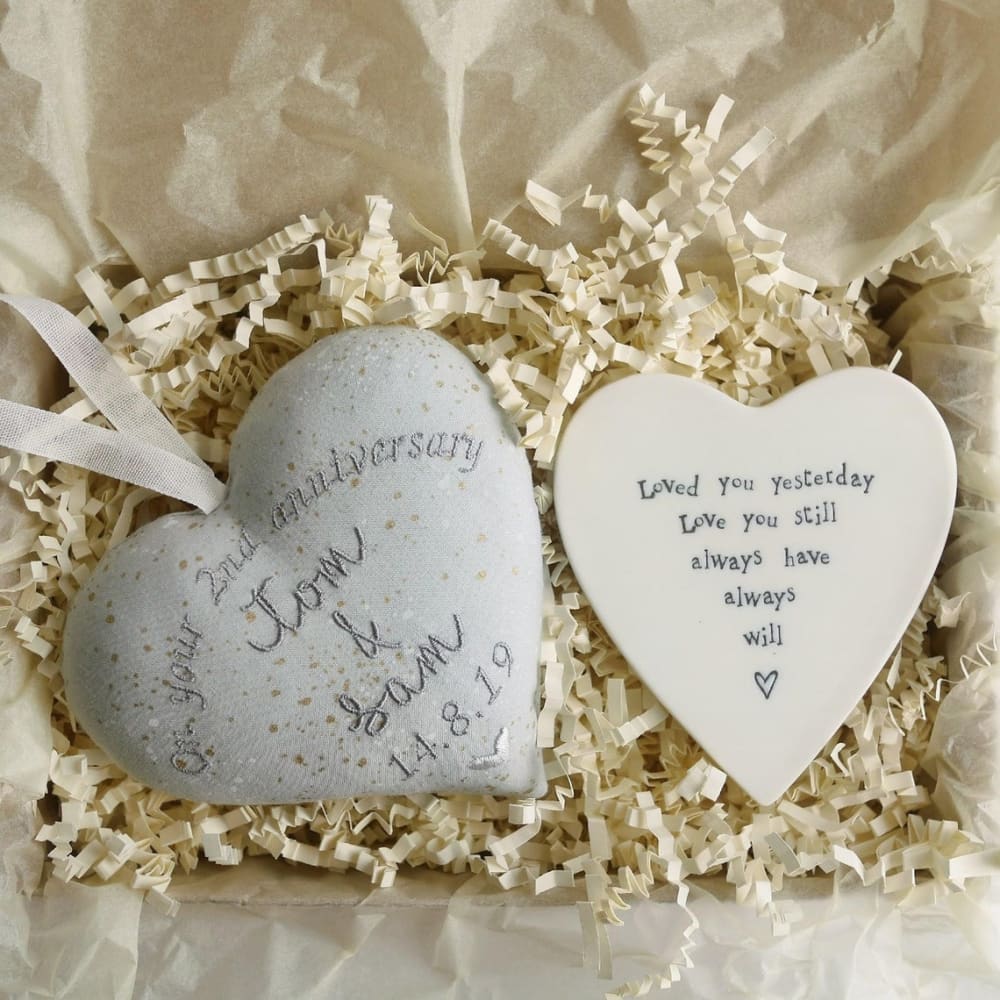 2nd Anniversary Personalised Heart and Coaster