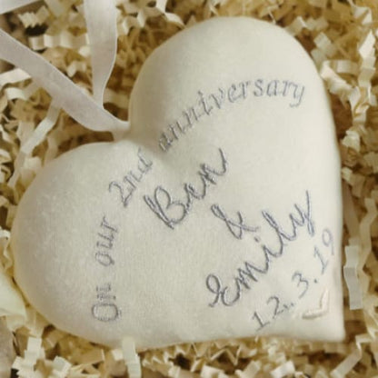 2nd Anniversary Gift Heart with Porcelain Bowl 2nd Cotton Anniversary Gifts