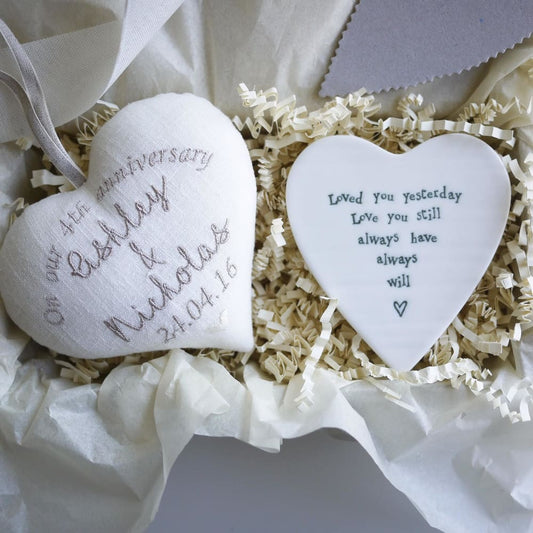 4th Anniversary Heart with Porcelain Coaster