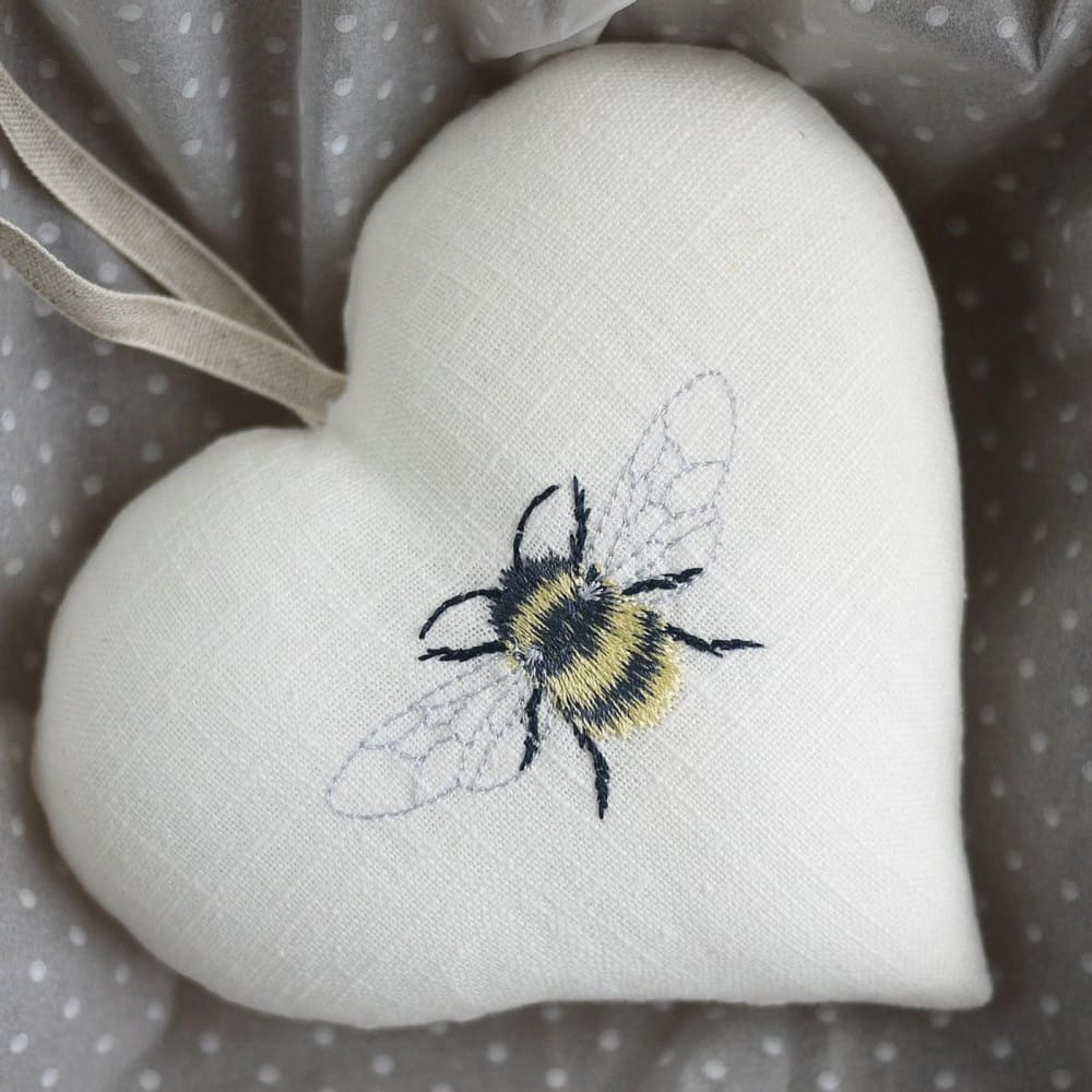 Embroidered Bee Linen Heart Gifts for all occasions