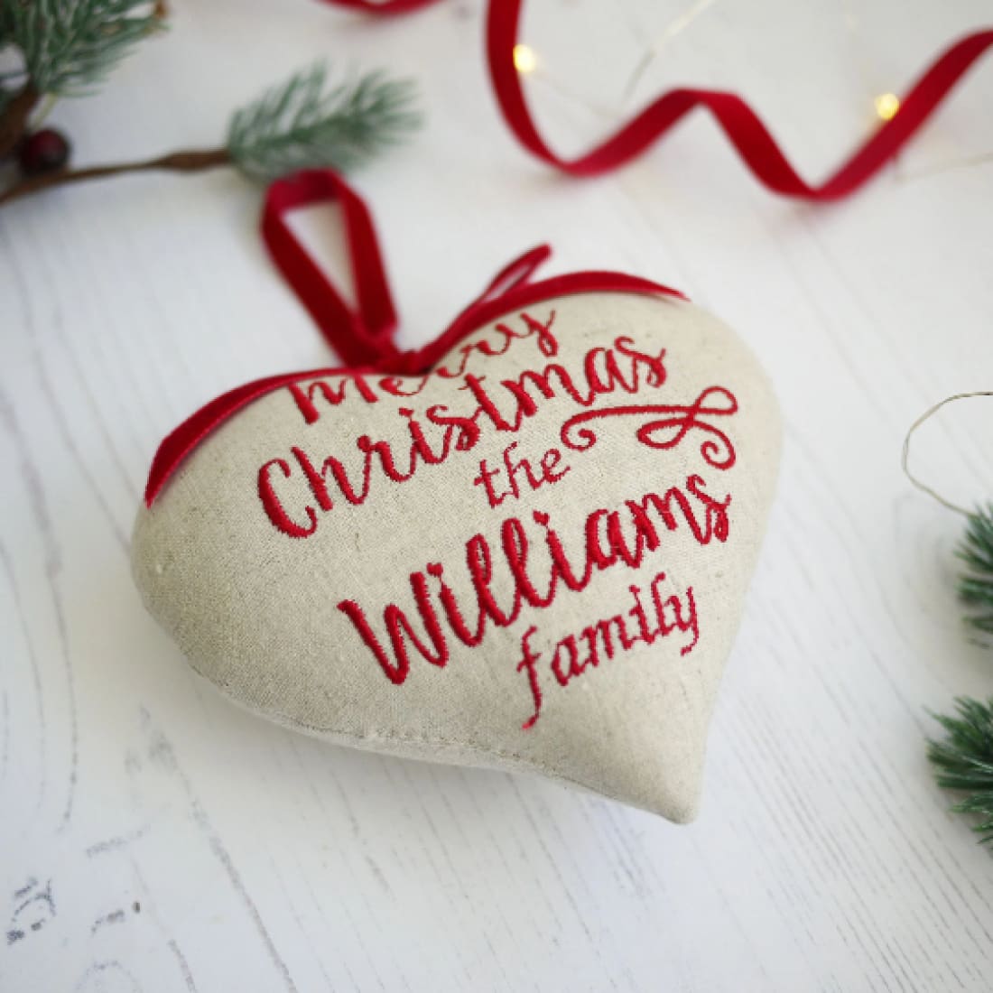 Personalised Embroidered Family Christmas Tree Decoration Personalised Christmas stockings and decorations