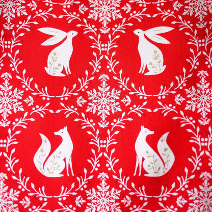 Personalised Christmas Stocking In Festive Red with Fox and Hare Design Personalised Christmas stockings and decorations