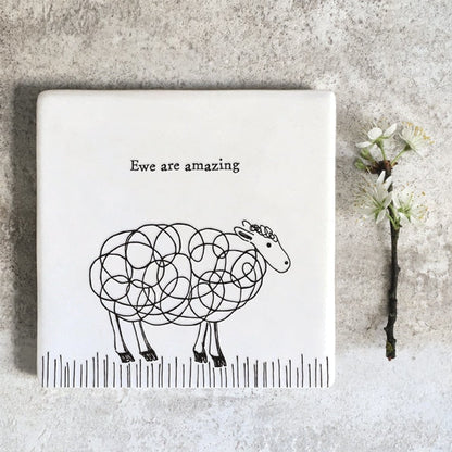 Sheep Themed ’ewe Are Amazing’ Coaster Personalised Gifts for Friends