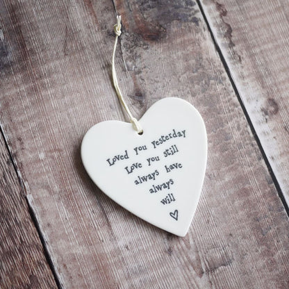 ’Love you yesterday love you still’ Porcelain Heart All anniversary gifts