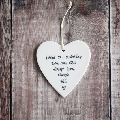 ’Love you yesterday love you still’ Porcelain Heart All anniversary gifts