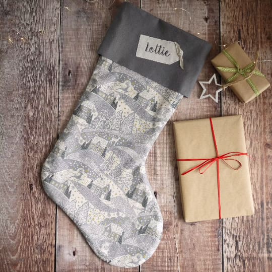 Personalised Christmas Stocking Grey