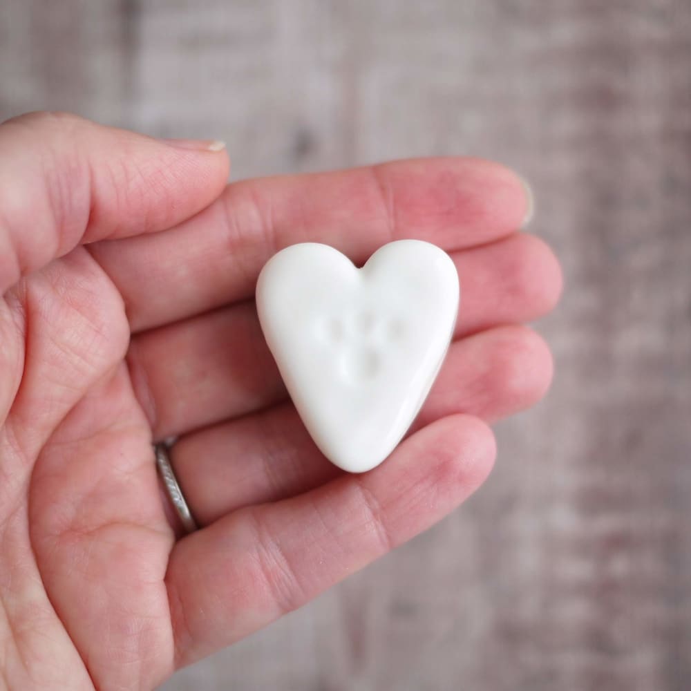 Porcelain Heart Shaped Paw Print Gift With Sympathy & Memorial Gifts