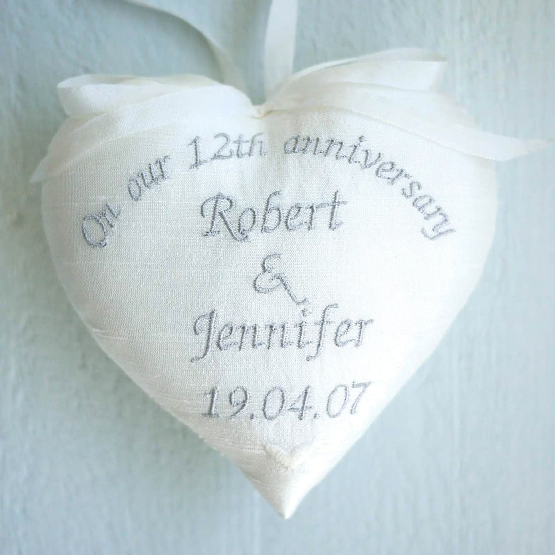 12th Silk Wedding Anniversary Gift Heart