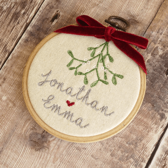 Personalised Couple Christmas Embroidered Decoration