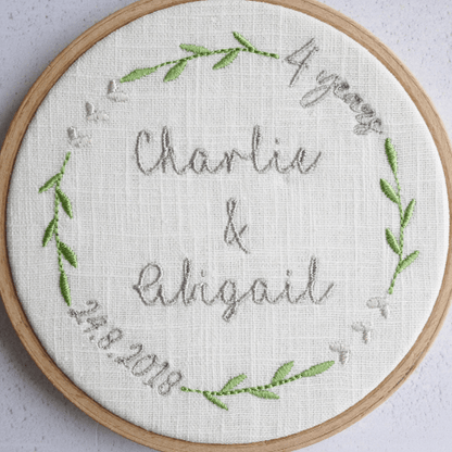 4th Wedding Anniversary Embroidered Plaque 4th Linen Anniversary Gifts
