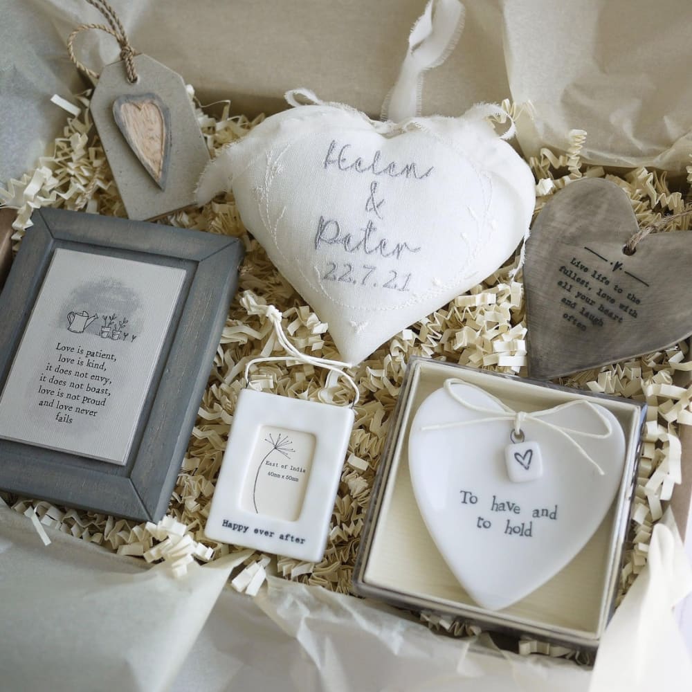 Personalised Wedding Day Gift Set Personalised Wedding Ring Pillows and Holders
