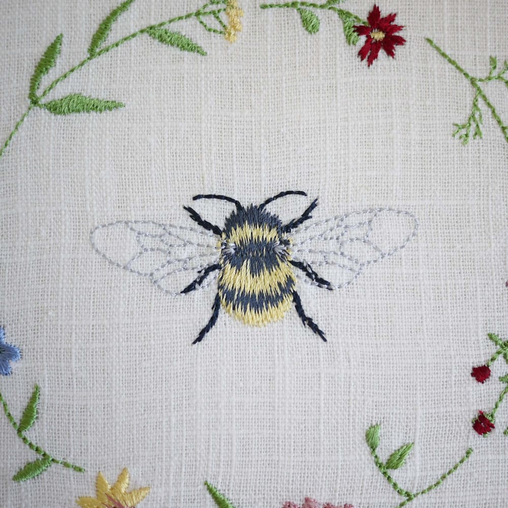 Bee and Wildflower Embroidery Plaque