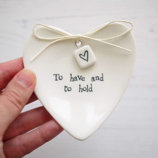 Porcelain Heart Shaped Ring Dish Personalised Wedding Ring Pillows and Holders